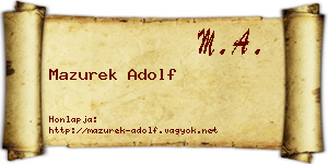 Mazurek Adolf névjegykártya
